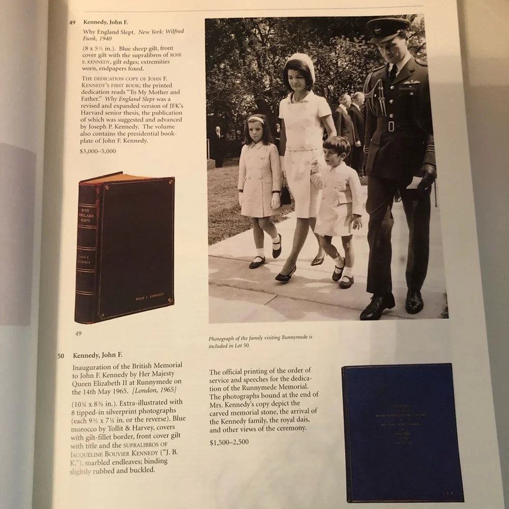 📖1996 Authentic Sotheby’s “The Estate of Jacqueline Kennedy Onassis” April 1996